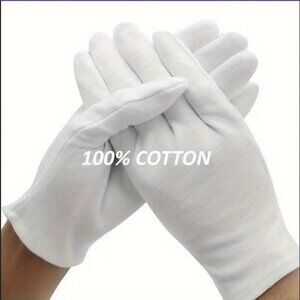 NWT Lot 6 White 100% Cotton Gloves for Eczema Relief Dry Hands Moisturizing, ...